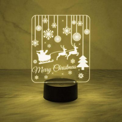 Merry Christmas Santa Night Light | 3D LED Illusion Lamp with Automatic Color Changing Light | USB Powered Nightlight