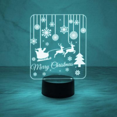 Merry Christmas Santa Night Light | 3D LED Illusion Lamp with Automatic Color Changing Light | USB Powered Nightlight