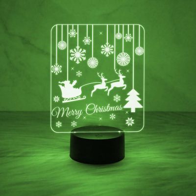 Merry Christmas Santa Night Light | 3D LED Illusion Lamp with Automatic Color Changing Light | USB Powered Nightlight
