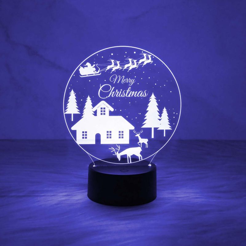 Merry Christmas Tree Night Lamp | 7 Color Changing Light with On/Off Touch Button | USB Powered | Gift for Christmas