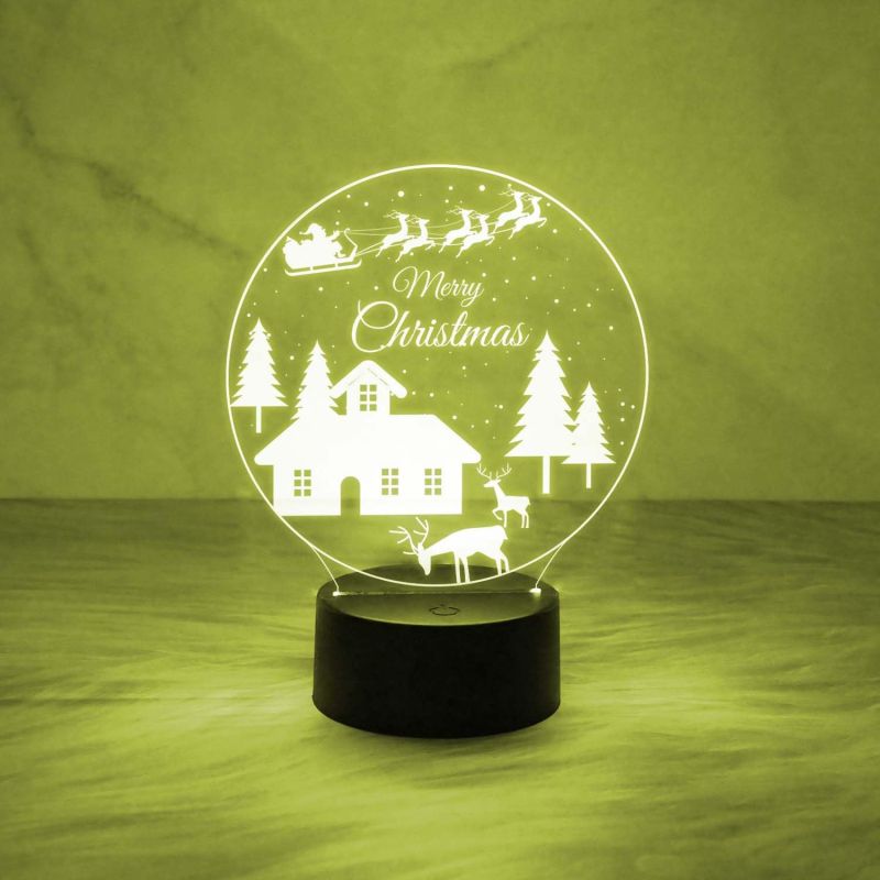 Merry Christmas Tree Night Lamp | 7 Color Changing Light with On/Off Touch Button | USB Powered | Gift for Christmas