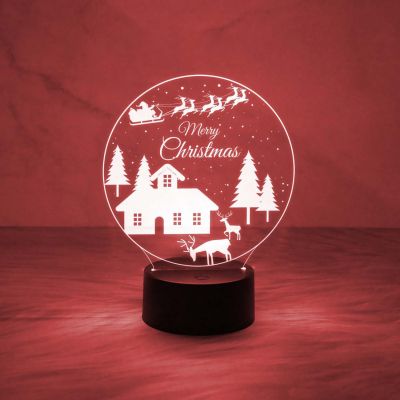 Merry Christmas Tree Night Lamp | 7 Color Changing Light with On/Off Touch Button | USB Powered | Gift for Christmas
