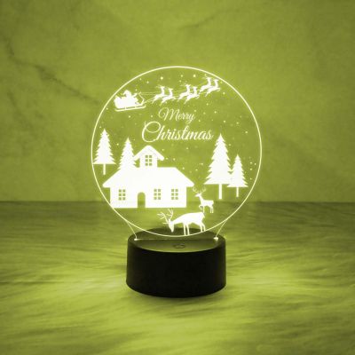 Merry Christmas Tree Night Lamp | 7 Color Changing Light with On/Off Touch Button | USB Powered | Gift for Christmas