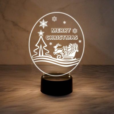 Merry Christmas Night Lamp with Warm White Light & USB Data Cable | On/Off Touch Button | Gift for Christmas
