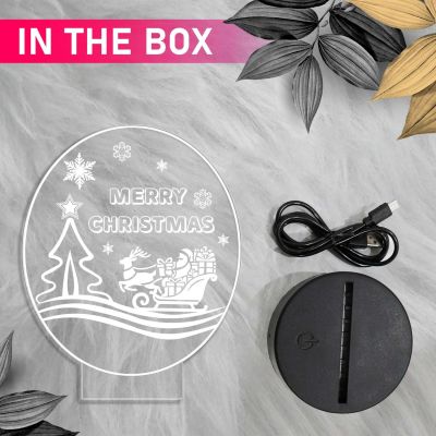 Merry Christmas Night Lamp with Warm White Light & USB Data Cable | On/Off Touch Button | Gift for Christmas