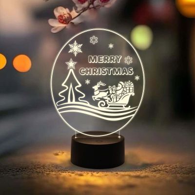 Merry Christmas Night Lamp with Warm White Light & USB Data Cable | On/Off Touch Button | Gift for Christmas