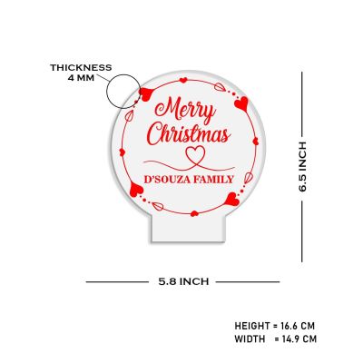 Personalized Merry Christmas Night Lamp | Customized with Name | 3D Illusion Lamp with Touch Button & Warm White Light