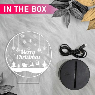 3D Illusion Merry Christmas Night Lamp for Home & Office Decor Light | Desk Table Lamp | Automatic Color Changing Light & On/Off Touch Button