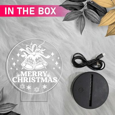 3D Illusion Merry Christmas Gifts Night Light | Merry Christmas Acrylic USB Night Lamp Warm White Night Lamp