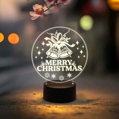 3D Illusion Merry Christmas Gifts Night Light | Merry Christmas Acrylic USB Night Lamp Warm White Night Lamp