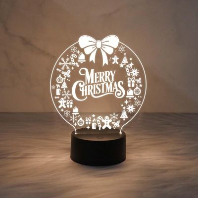 3D Illusion Christmas Night Lamp with Warm White Light & On/Off Touch Button | Christmas Home Decoration Light