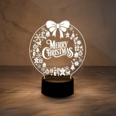 3D Illusion Christmas Night Lamp with Warm White Light & On/Off Touch Button | Christmas Home Decoration Light
