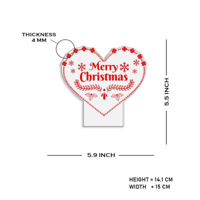 3D Illusion Merry Christmas Night Lamp | Heart Shape Design Lamp with Automatic Color Changing Light & USB Powered | On/Off Touch Button
