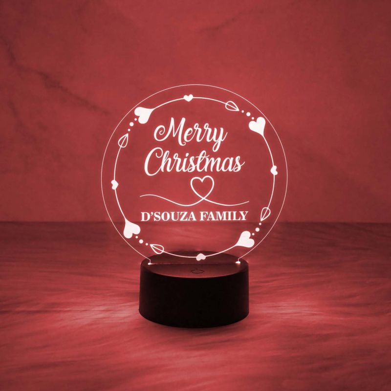 Personalized Name Lamp Wishing Merry Christmas Night Lamp with Automatic Color Changing Light