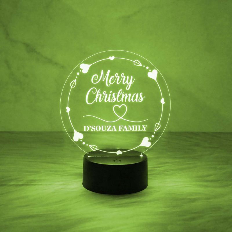 Personalized Name Lamp Wishing Merry Christmas Night Lamp with Automatic Color Changing Light