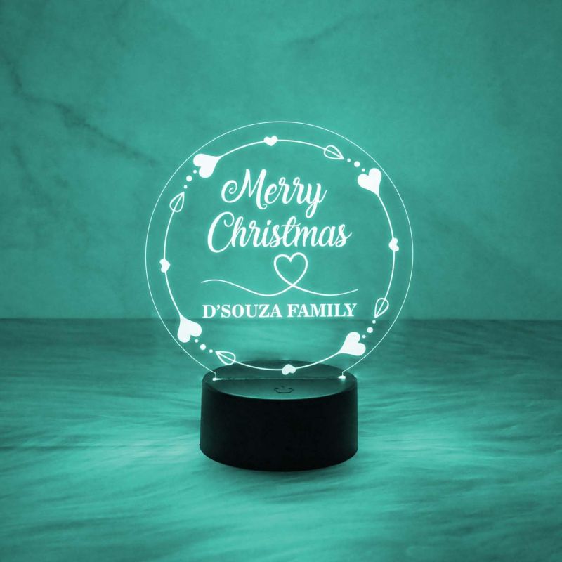 Personalized Name Lamp Wishing Merry Christmas Night Lamp with Automatic Color Changing Light