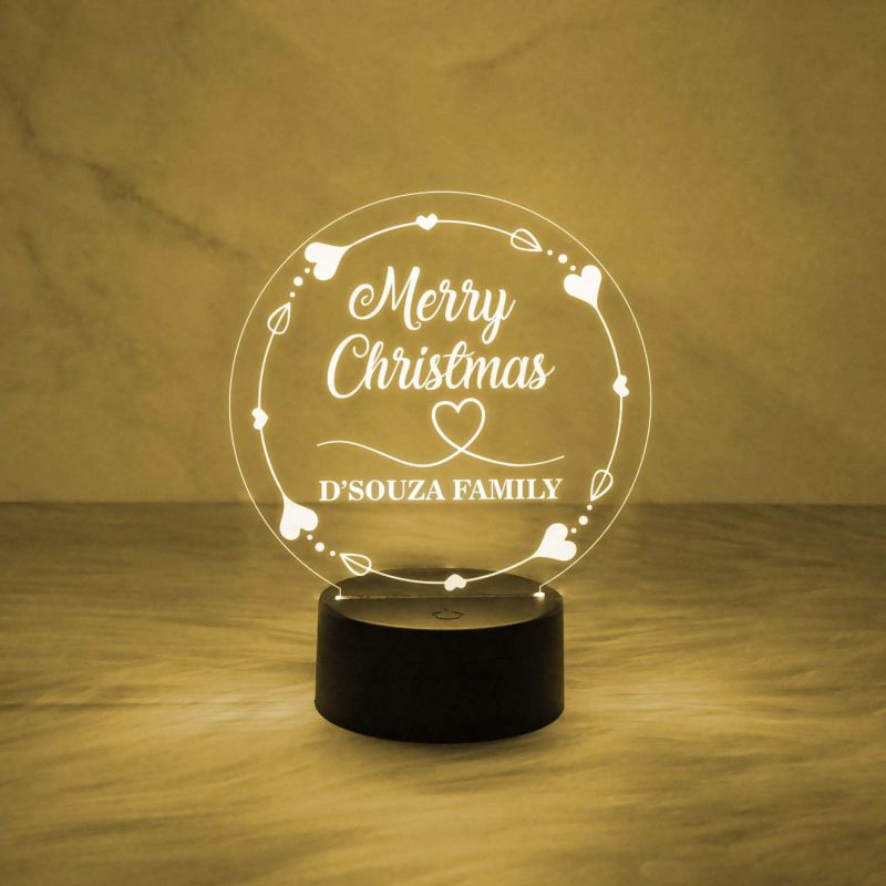 Personalized Name Lamp Wishing Merry Christmas Night Lamp with Automatic Color Changing Light