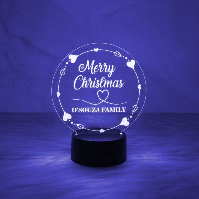 Personalized Name Lamp Wishing Merry Christmas Night Lamp with Automatic Color Changing Light