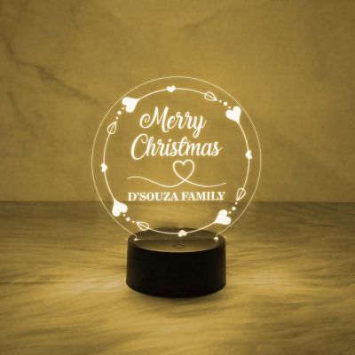 Personalized Name Lamp Wishing Merry Christmas Night Lamp with Automatic Color Changing Light