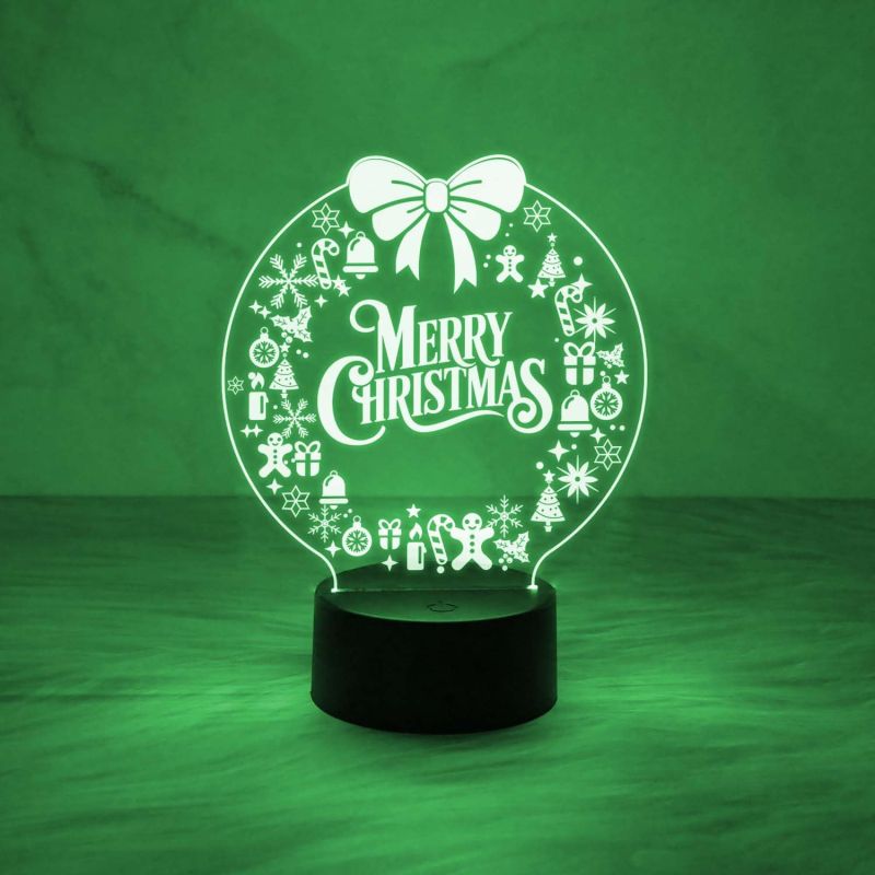 3D Illusion Christmas Night Lamp with Automatic Color Changing Light & On/Off Touch Button