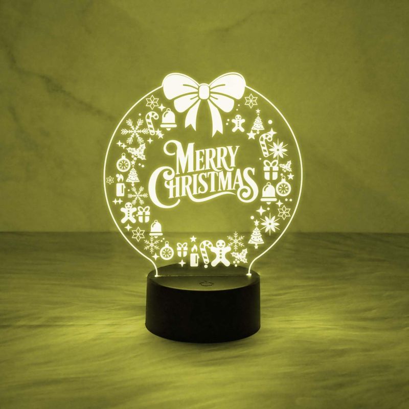 3D Illusion Christmas Night Lamp with Automatic Color Changing Light & On/Off Touch Button