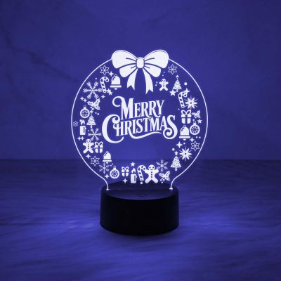 3D Illusion Christmas Night Lamp with Automatic Color Changing Light & On/Off Touch Button