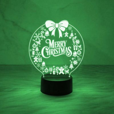 3D Illusion Christmas Night Lamp with Automatic Color Changing Light & On/Off Touch Button