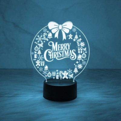 3D Illusion Christmas Night Lamp with Automatic Color Changing Light & On/Off Touch Button