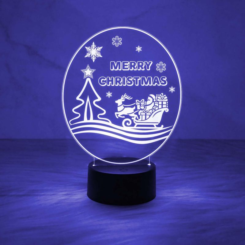 Merry Christmas Night Lamp with Automatic Color Changing Light & USB Data Cable | On/Off Touch Button