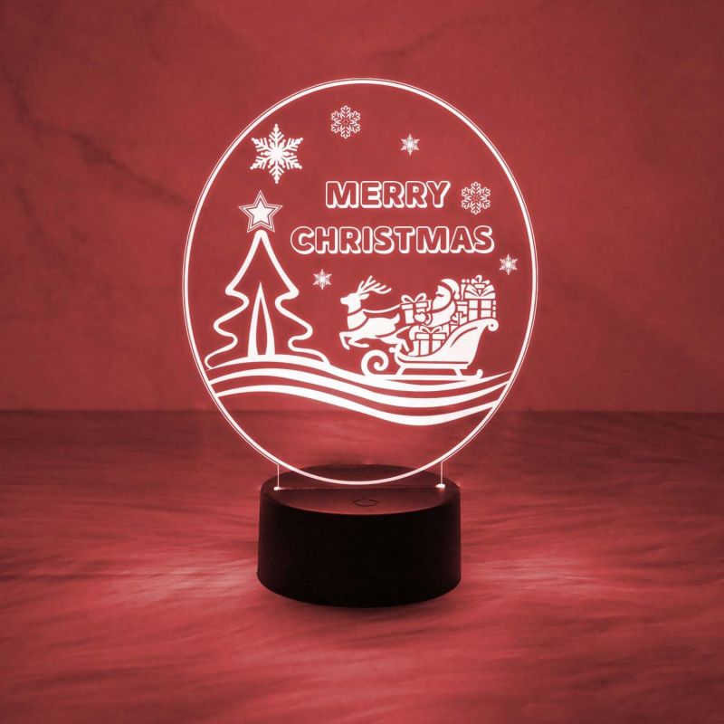 Merry Christmas Night Lamp with Automatic Color Changing Light & USB Data Cable | On/Off Touch Button