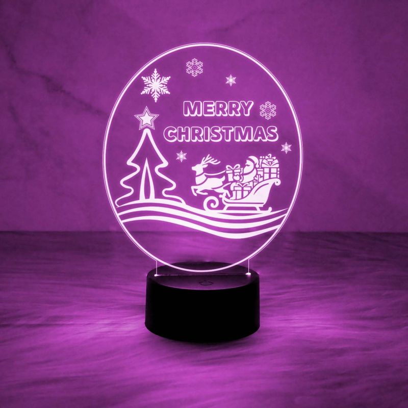 Merry Christmas Night Lamp with Automatic Color Changing Light & USB Data Cable | On/Off Touch Button