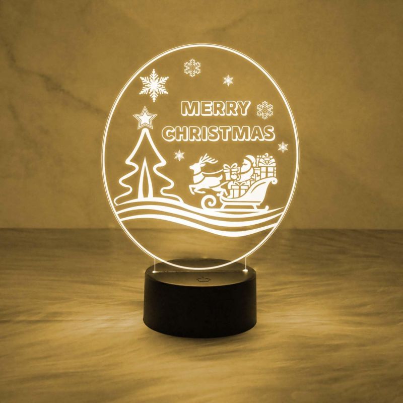Merry Christmas Night Lamp with Automatic Color Changing Light & USB Data Cable | On/Off Touch Button