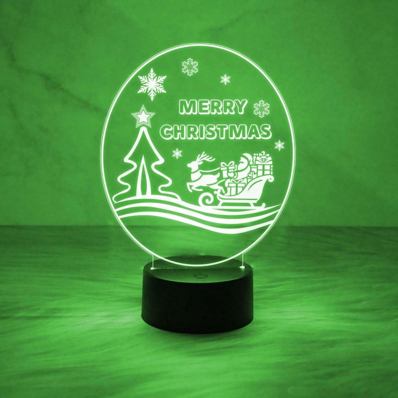 Merry Christmas Night Lamp with Automatic Color Changing Light & USB Data Cable | On/Off Touch Button