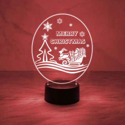 Merry Christmas Night Lamp with Automatic Color Changing Light & USB Data Cable | On/Off Touch Button