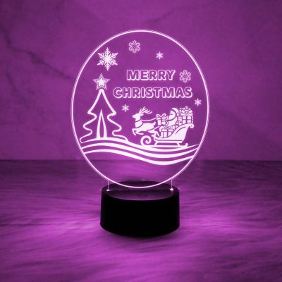 Merry Christmas Night Lamp with Automatic Color Changing Light & USB Data Cable | On/Off Touch Button