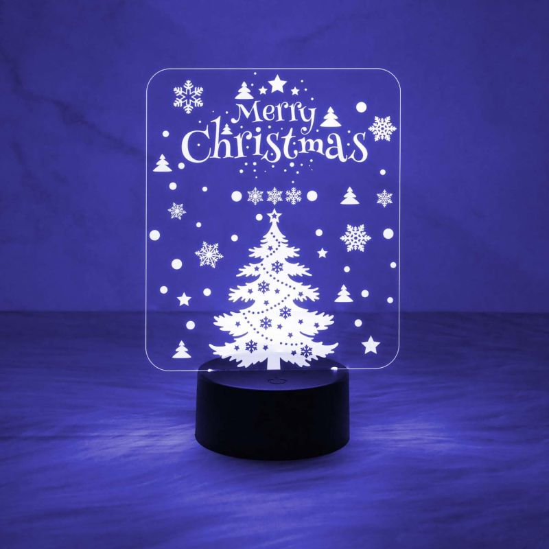 Merry Christmas 3D Illusion Night Lamp with Automatic Color Changing Light | USB Powered