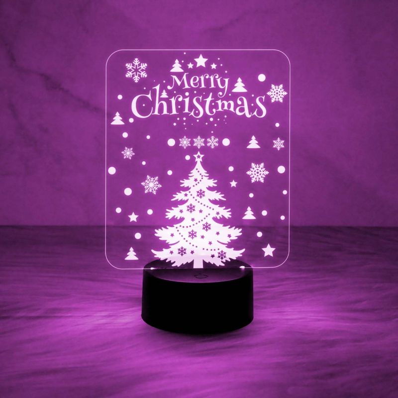 Merry Christmas 3D Illusion Night Lamp with Automatic Color Changing Light | USB Powered