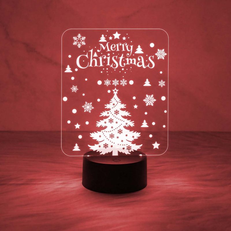 Merry Christmas 3D Illusion Night Lamp with Automatic Color Changing Light | USB Powered