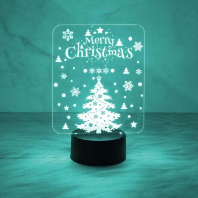 Merry Christmas 3D Illusion Night Lamp with Automatic Color Changing Light | USB Powered