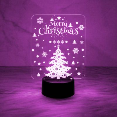 Merry Christmas 3D Illusion Night Lamp with Automatic Color Changing Light | USB Powered