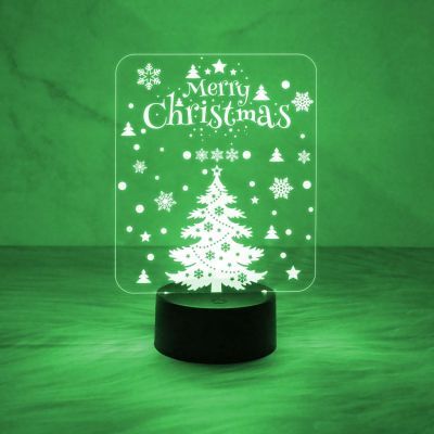 Merry Christmas 3D Illusion Night Lamp with Automatic Color Changing Light | USB Powered