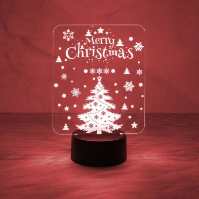 Merry Christmas 3D Illusion Night Lamp with Automatic Color Changing Light | USB Powered