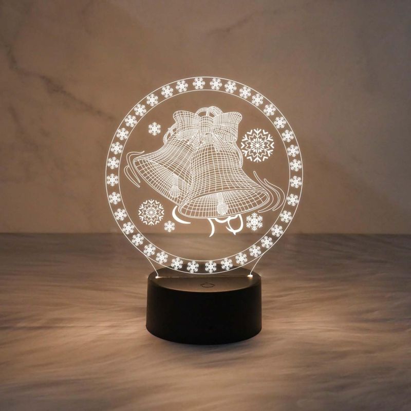 Christmas Bell Night Lamp Christmas Nightlight Festival Decoration Bedroom Bedside Lamp  (Warm White Light)