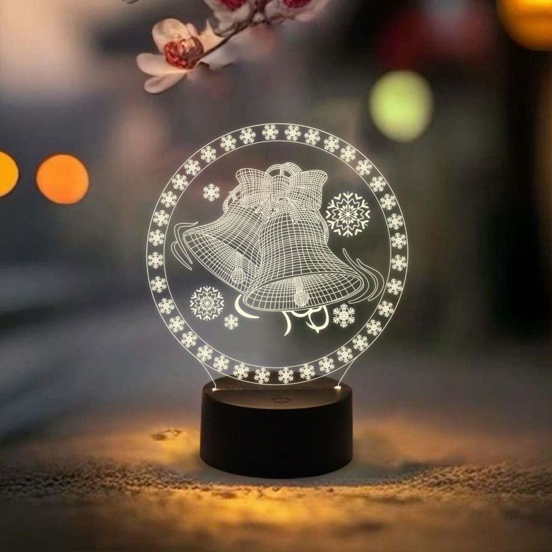 Christmas Bell Night Lamp Christmas Nightlight Festival Decoration Bedroom Bedside Lamp  (Warm White Light)