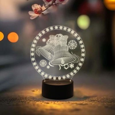Christmas Bell Night Lamp Christmas Nightlight Festival Decoration Bedroom Bedside Lamp  (Warm White Light)
