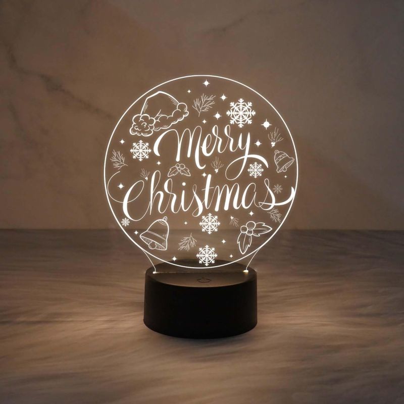 Merry Christmas Night Lamp with Warm Warm Light & On/Off Touch Button | USB Powered