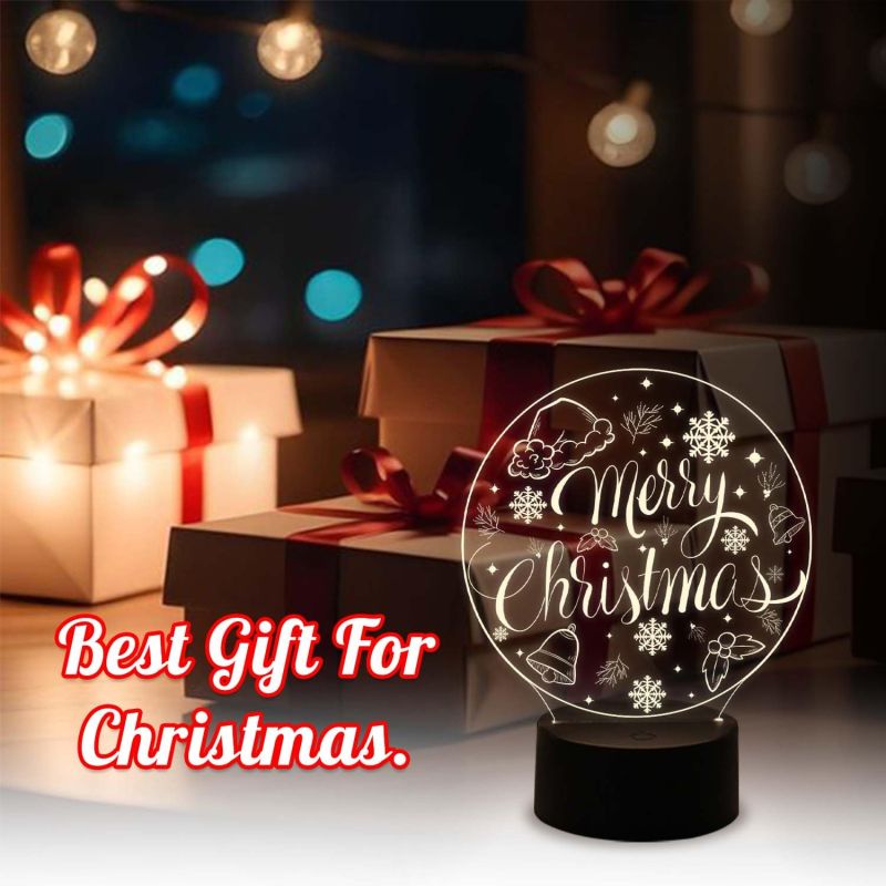 Merry Christmas Night Lamp with Warm Warm Light & On/Off Touch Button | USB Powered