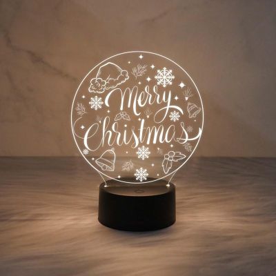 Merry Christmas Night Lamp with Warm Warm Light & On/Off Touch Button | USB Powered