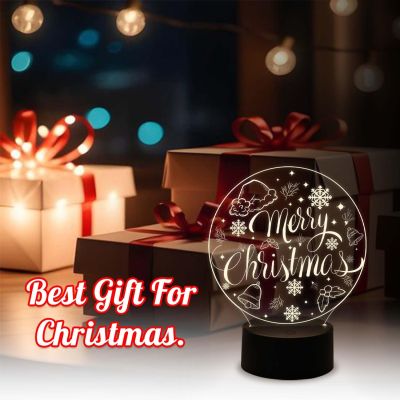 Merry Christmas Night Lamp with Warm Warm Light & On/Off Touch Button | USB Powered