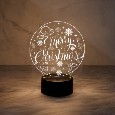 Merry Christmas Night Lamp with Warm Warm Light & On/Off Touch Button | USB Powered
